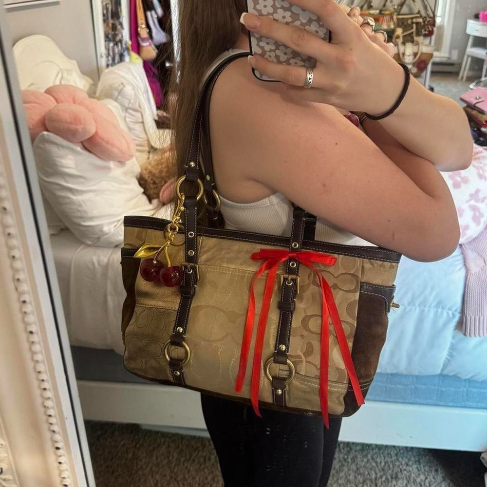 Y2k Brown Coach Patchwork Tote - image 8